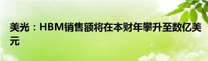 美光：HBM销售额将在本财年攀升至数亿美元