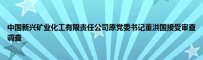 中国新兴矿业化工有限责任公司原党委书记董洪国接受审查调查