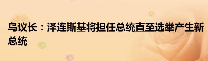 乌议长：泽连斯基将担任总统直至选举产生新总统