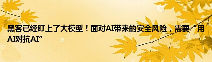 黑客已经盯上了大模型！面对AI带来的安全风险，需要“用AI对抗AI”