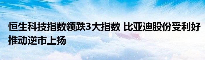 恒生科技指数领跌3大指数 比亚迪股份受利好推动逆市上扬