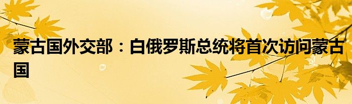 蒙古国外交部：白俄罗斯总统将首次访问蒙古国