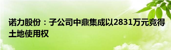 诺力股份：子公司中鼎集成以2831万元竞得土地使用权