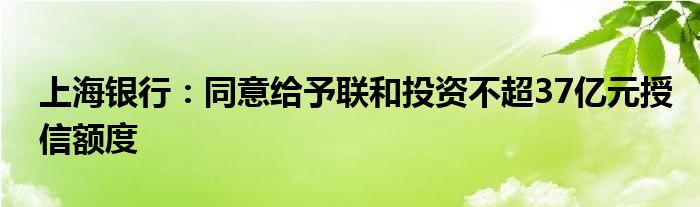 上海银行：同意给予联和投资不超37亿元授信额度