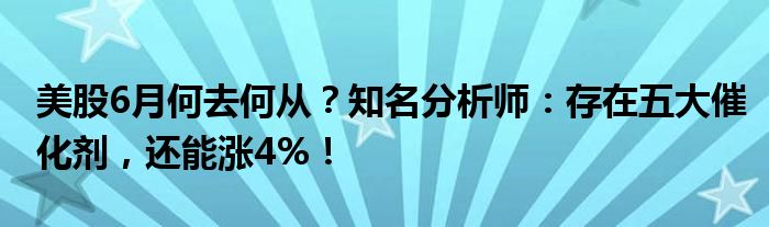 美股6月何去何从？知名分析师：存在五大催化剂，还能涨4%！