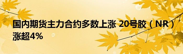 国内期货主力合约多数上涨 20号胶（NR）涨超4%