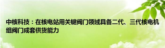 中核科技：在核电站用关键阀门领域具备二代、三代核电机组阀门成套供货能力