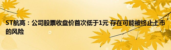 ST航高：公司股票收盘价首次低于1元 存在可能被终止上市的风险