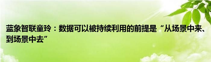 蓝象智联童玲：数据可以被持续利用的前提是“从场景中来、到场景中去”