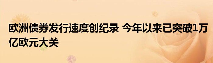 欧洲债券发行速度创纪录 今年以来已突破1万亿欧元大关