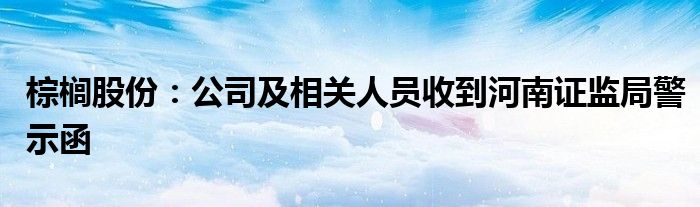 棕榈股份：公司及相关人员收到河南证监局警示函