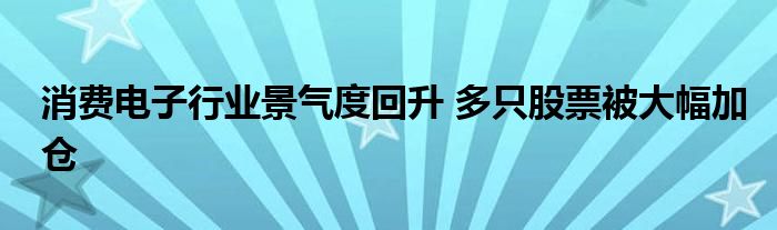 消费电子行业景气度回升 多只股票被大幅加仓