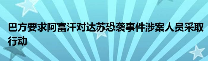 巴方要求阿富汗对达苏恐袭事件涉案人员采取行动