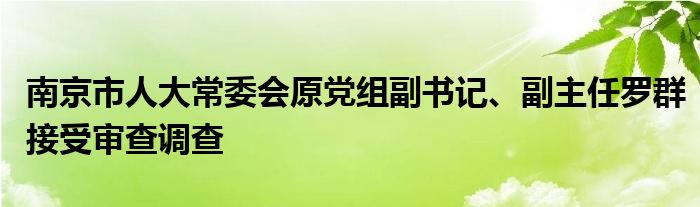 南京市人大常委会原党组副书记、副主任罗群接受审查调查