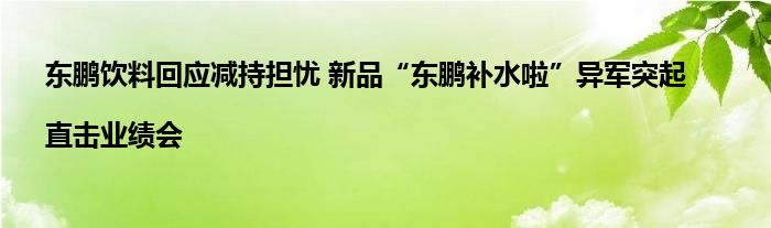 东鹏饮料回应减持担忧 新品“东鹏补水啦”异军突起|直击业绩会