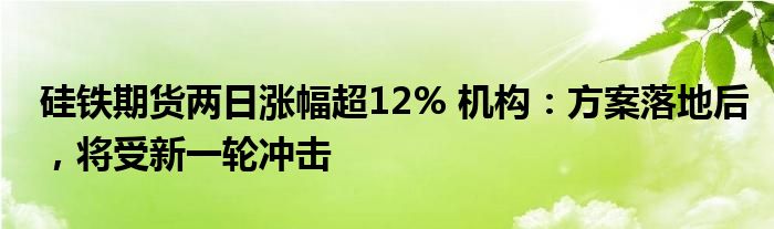 硅铁期货两日涨幅超12% 机构：方案落地后，将受新一轮冲击