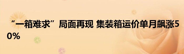 “一箱难求”局面再现 集装箱运价单月飙涨50%