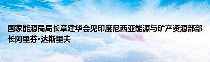 国家能源局局长章建华会见印度尼西亚能源与矿产资源部部长阿里芬·达斯里夫