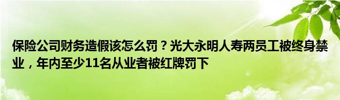 保险公司财务造假该怎么罚？光大永明人寿两员工被终身禁业，年内至少11名从业者被红牌罚下