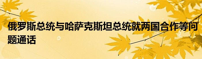 俄罗斯总统与哈萨克斯坦总统就两国合作等问题通话