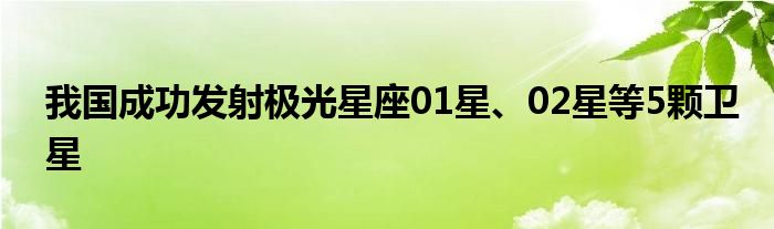 我国成功发射极光星座01星、02星等5颗卫星