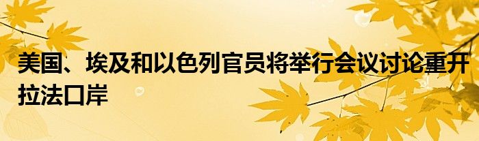 美国、埃及和以色列官员将举行会议讨论重开拉法口岸