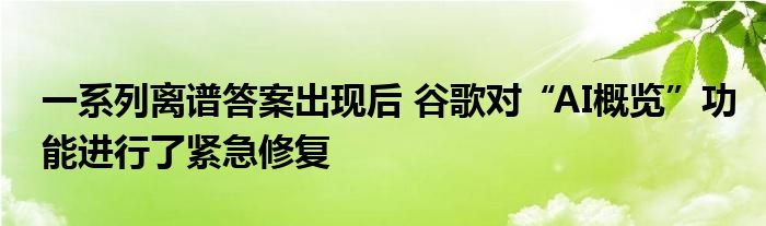 一系列离谱答案出现后 谷歌对“AI概览”功能进行了紧急修复