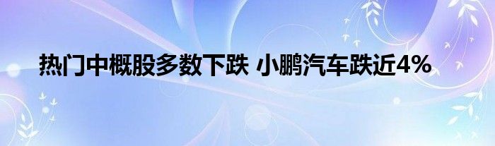 热门中概股多数下跌 小鹏汽车跌近4%