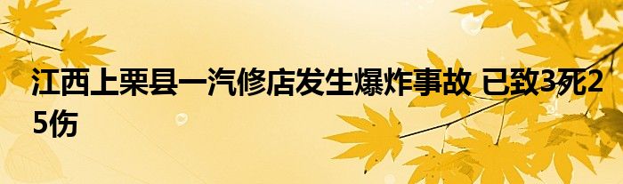 江西上栗县一汽修店发生爆炸事故 已致3死25伤