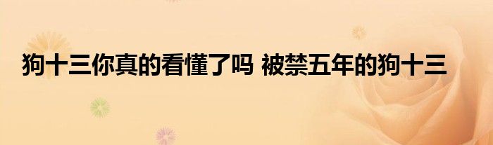 狗十三你真的看懂了吗 被禁五年的狗十三