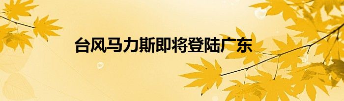 台风马力斯即将登陆广东