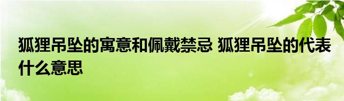 狐狸吊坠的寓意和佩戴禁忌 狐狸吊坠的代表什么意思