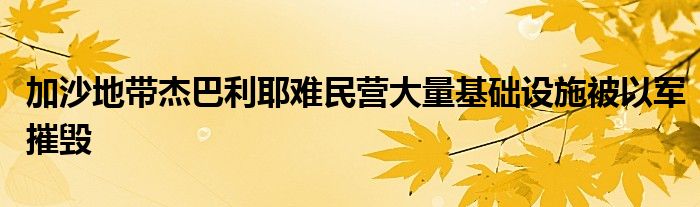 加沙地带杰巴利耶难民营大量基础设施被以军摧毁