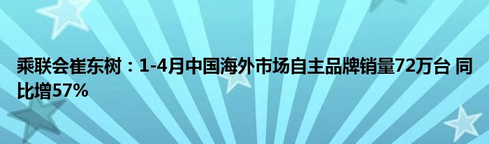 乘联会崔东树：1-4月中国海外市场自主品牌销量72万台 同比增57%