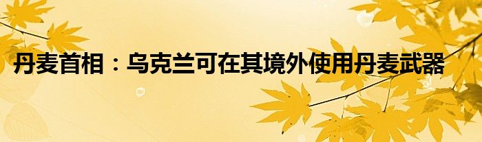 丹麦首相：乌克兰可在其境外使用丹麦武器