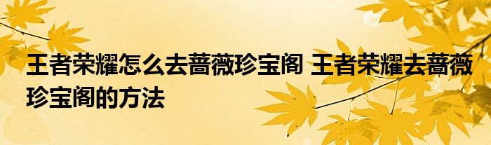 王者荣耀怎么去蔷薇珍宝阁 王者荣耀去蔷薇珍宝阁的方法