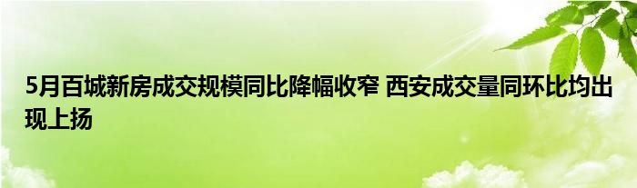 5月百城新房成交规模同比降幅收窄 西安成交量同环比均出现上扬