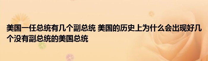 美国一任总统有几个副总统 美国的历史上为什么会出现好几个没有副总统的美国总统