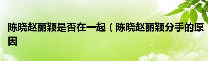 陈晓赵丽颖是否在一起（陈晓赵丽颖分手的原因