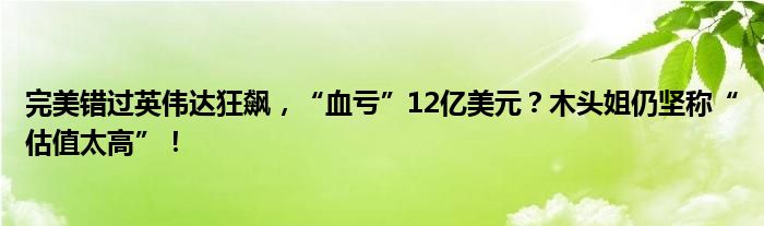 完美错过英伟达狂飙，“血亏”12亿美元？木头姐仍坚称“估值太高”！