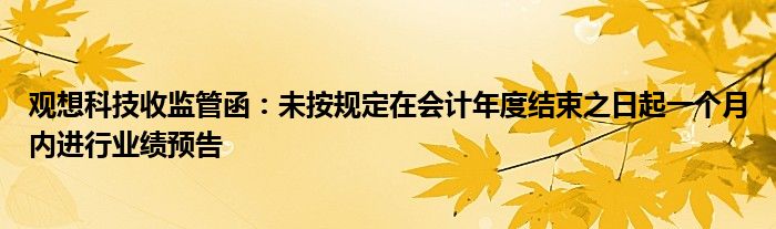 观想科技收监管函：未按规定在会计年度结束之日起一个月内进行业绩预告