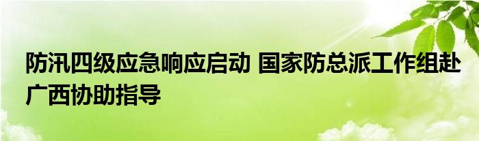 防汛四级应急响应启动 国家防总派工作组赴广西协助指导