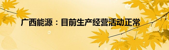 广西能源：目前生产经营活动正常