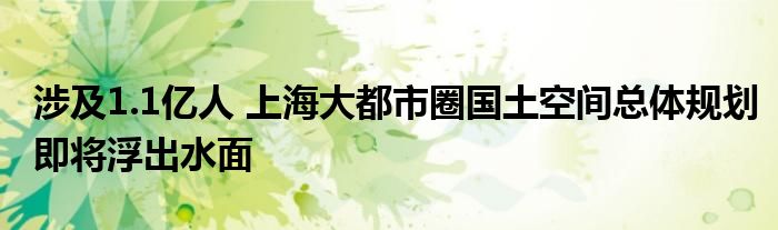 涉及1.1亿人 上海大都市圈国土空间总体规划即将浮出水面