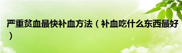 严重贫血最快补血方法（补血吃什么东西最好）