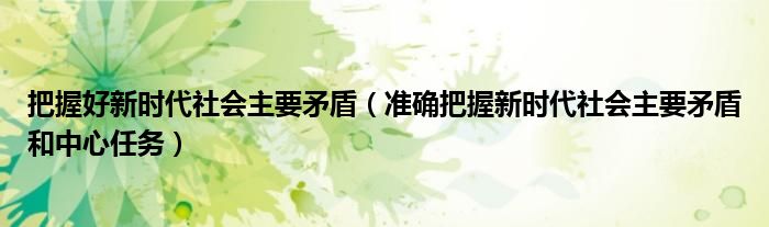 把握好新时代社会主要矛盾（准确把握新时代社会主要矛盾和中心任务）