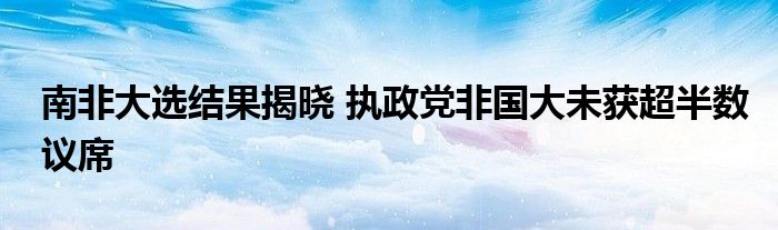 南非大选结果揭晓 执政党非国大未获超半数议席