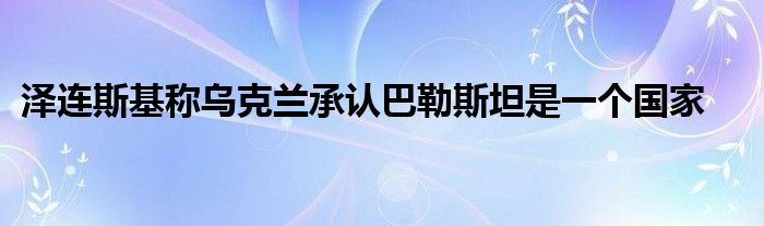 泽连斯基称乌克兰承认巴勒斯坦是一个国家