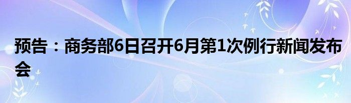 预告：商务部6日召开6月第1次例行新闻发布会