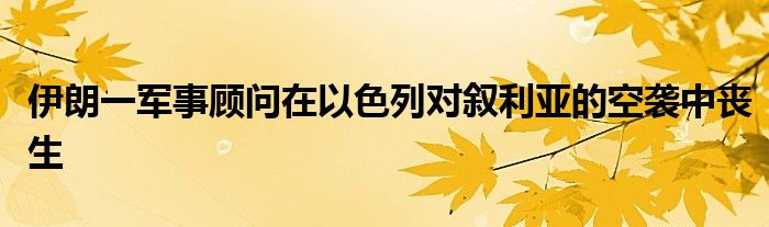 伊朗一军事顾问在以色列对叙利亚的空袭中丧生